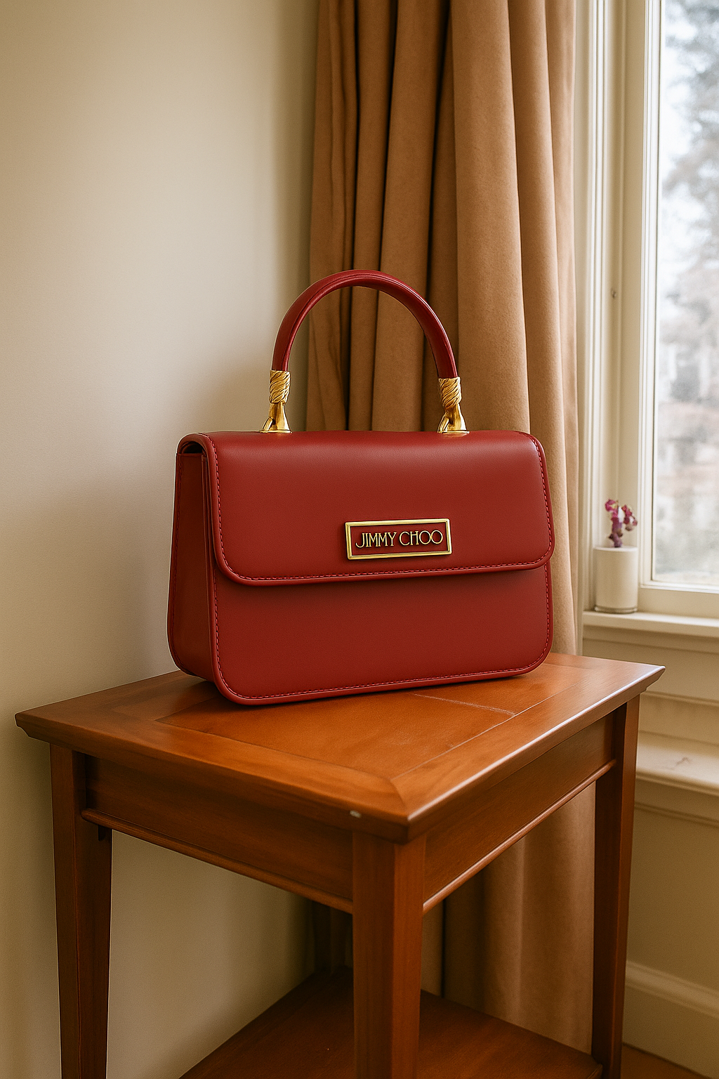 100% Imported JIMMY CHOO Handbag (Burgundy)